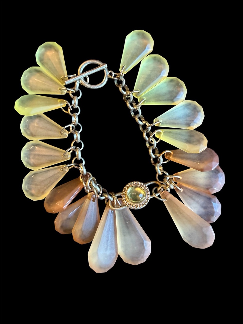 Vintage Coldwater Creek Lucite Teardrop Fringe Charm Bracelet – Ombre Sunset - Picture 1 of 1